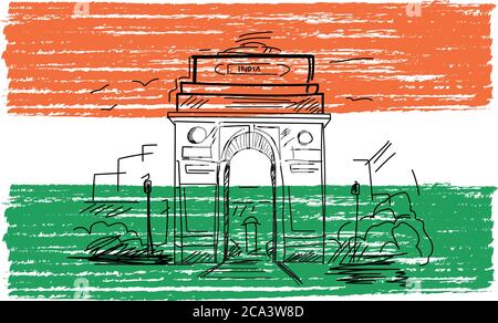 Indian Gate Arch Monument With Flags Vector Illustration Design Royalty  Free SVG, Cliparts, Vectors, and Stock Illustration. Image 127152835.