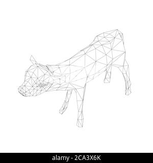 Lamb wireframe from black lines on a white background. Isometric view. 3D. Vector illustration. Stock Vector