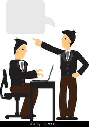 Businessman talking with each other working in a team. Concept of corporate teamwork, startup culture, strategic planning and office workplace culture Stock Vector