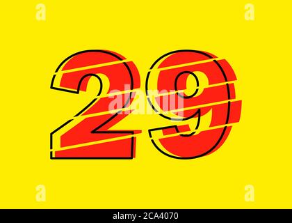 Modern Red 29 Number Design Vector Illustration. Numeral Vector Trendy ...