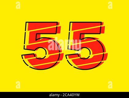 Modern Red 55 Number Design Vector Illustration. Numeral Vector Trendy ...