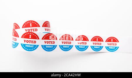 I voted today stickers with US flag at presidential elections Stock Photo