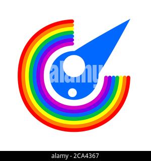 the logo is a rainbow and a rain drop on white isolated background. Vector image Stock Vector