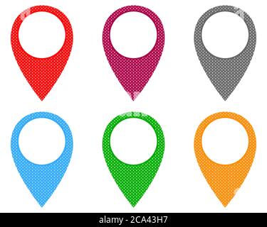 Locator pins in various patterns Stock Photo
