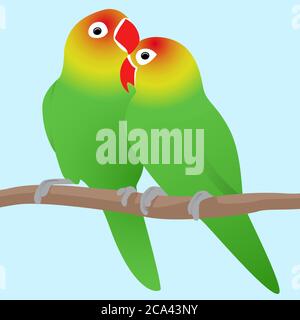 Vector illustration of lovebirds parrots. Love. Pair of birds. Stock Vector