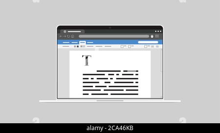 valuable content on laptop screen writing texts creativity and promotion copywriting concept horizontal vector illustration Stock Vector