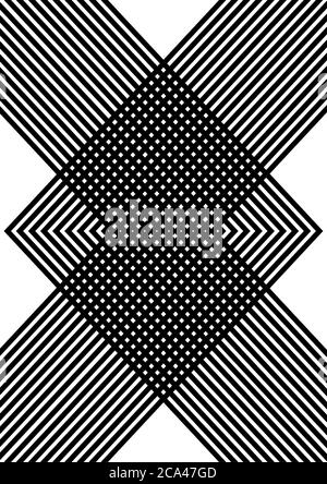 Abstract vector minimalistic design with intersecting cross lines. Black and white cross lines. Stock Photo