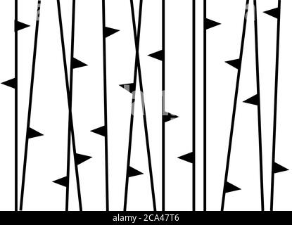 Black and white abstract minimalist trees illustration. Minimalist fabric design. Stock Photo