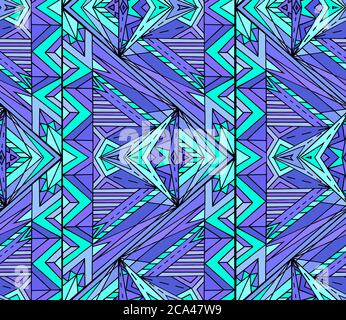 Abstract ethnic pattern in blue tones. Vector background for your creativity Stock Vector