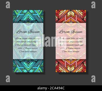 Set of templates with ethno pattern and place for text. Template for flyers, invitations  and your design Stock Vector
