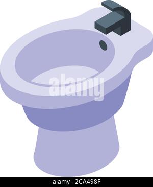 Ceramic bidet icon, isometric style Stock Vector