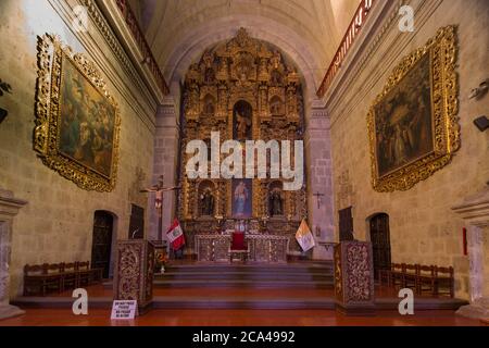 Arequipa, Peru - september 24, 2018: Jesuit Church of the Company of Jesus (Iglesia de la Compania) in Arequipa, Peru Stock Photo