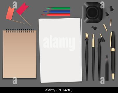 Set of realistic vector stationery. Vector elements for your design and presentations Stock Vector