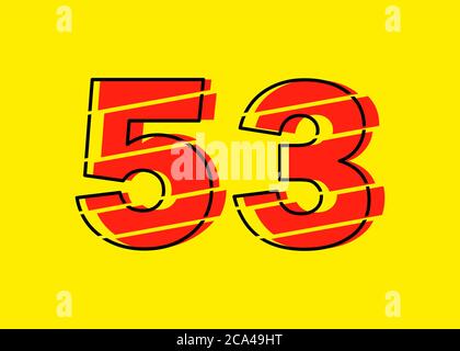 Modern Red 53 Number Design Vector Illustration. Numeral Vector Trendy ...