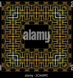 Gold luxury frame in Gatsby style. Vector element for wedding invitations, flyers, greeting cards and your design Stock Vector