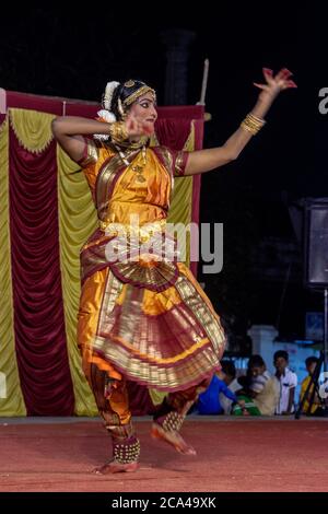 Indian Ethnic folk dancing during an ethnic festival in Jerusalem, Israel Stock Photo