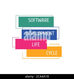 Software Development Life Cycle. Vector illustration software applications in different phases. Stock Vector