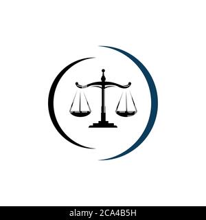 a stylish scales of justice logo design vector for law lirm law Office and lawyer services Stock Vector