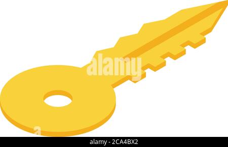 Gold key authentication icon, isometric style Stock Vector