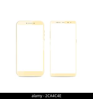 New realistic mobile gold smartphone modern style. Vector smartphone isolated on white background. set of vector mockups. Stock Vector