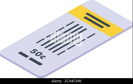 50 cents bus ticket icon, isometric style Stock Vector