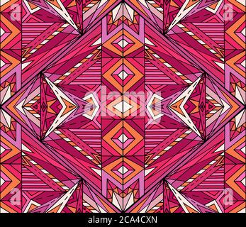 Abstract ethnic pattern in pink tones. Vector background for your creativity Stock Vector