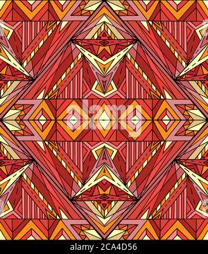 Abstract ethnic pattern in red tones. Vector background for your creativity Stock Vector