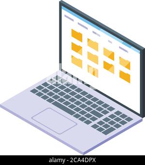 Laptop storage document icon, isometric style Stock Vector