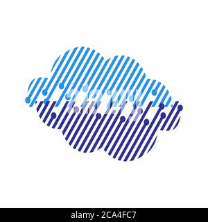Blue Digital Tech Cloud Logo design sign Vector Illustrations Stock Vector