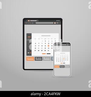 tablet and smartphone screns cross platform application development adaptive user interface responsive web design vector illustration Stock Vector