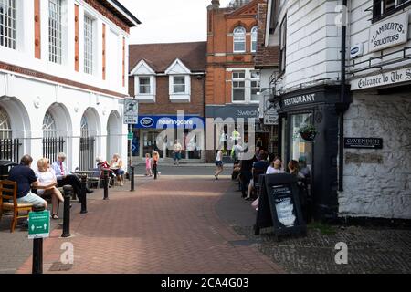 Sevenoaks,Kent,4th August 2020,People out and about in Sevenoaks, Kent.  The forecast is for 20C sunny with a gentle breeze and is to get hotter as the week continues with temperatures expected of 32C or more on Friday.Credit: Keith Larby/Alamy Live News Stock Photo