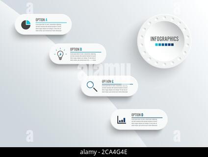 Abstract elements of graph infographic template with label, integrated circles. Business concept with 4 options. For content, diagram, flowchart, step Stock Vector