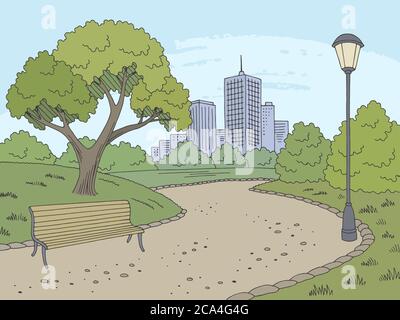 Park graphic color city landscape sketch illustration vector Stock ...