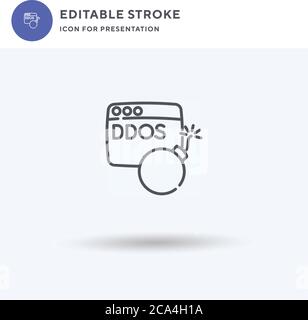 Ddos icon vector, filled flat sign, solid pictogram isolated on white, logo illustration. Ddos icon for presentation. Stock Vector