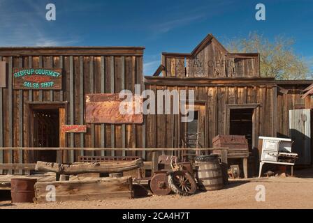 Ghost Town of Goldfield at Apache Trail, Superstition Mountains near Apache Junction, Arizona, USA Stock Photo