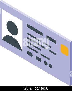 Personal information document icon, isometric style Stock Vector