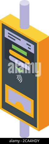 Bus ticket nfc payment icon, isometric style Stock Vector