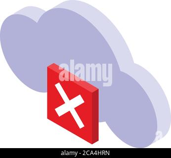 Authentication cloud data error icon, isometric style Stock Vector