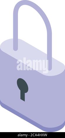 Steel padlock authentication icon, isometric style Stock Vector