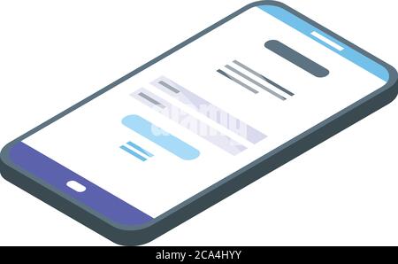 Smartphone authentication icon, isometric style Stock Vector