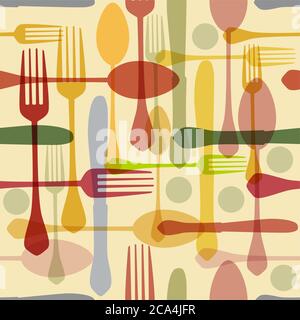 seamless cutlery backgound pattern, menu card design Stock Vector