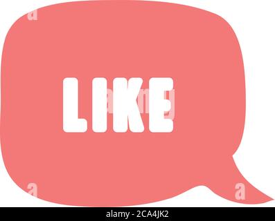 slang bubble concept, pink square bubble with like word over white background, line fill style, vector illustration Stock Vector