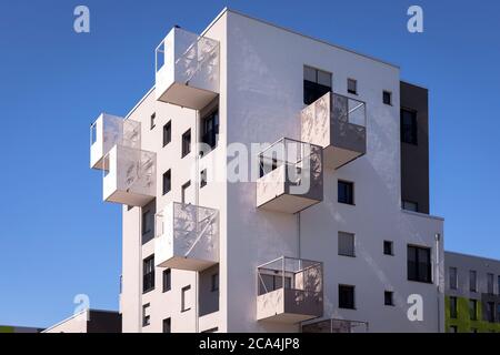 the Kubikon quarter of the GAG Immobilien AG in the Ehrenfeld district of Cologne, Germany.  das Stadtquartier Kubikon der GAG Immobilien AG im Stadtt Stock Photo