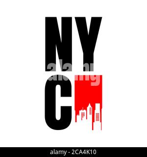 New York City abbreviation NYC lettering a modern city symbol isolated on white background Stock Vector
