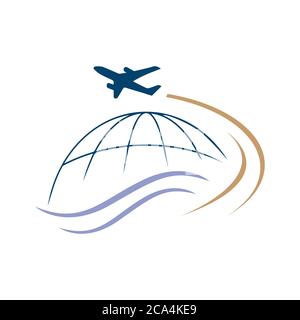 globe and airplane travel logo vector icon illustrations Stock Vector