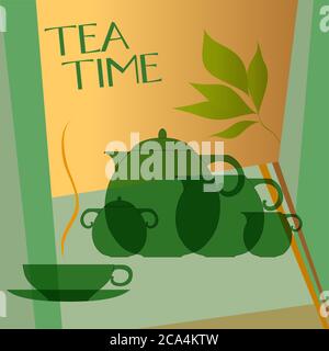 tea menu card, design template, copy space Stock Vector