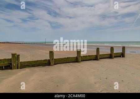 The beach at Bracklesham Bay in West Sussex, on a sunny summers day Stock Photo