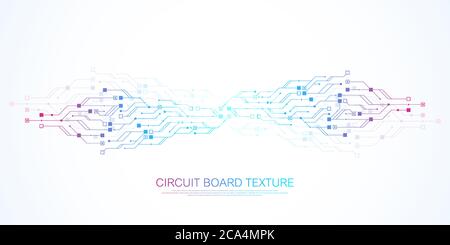 Abstract background with High-tech technology texture circuit board texture. Abstract circuit board banner wallpaper. Electronic motherboard vector Stock Vector