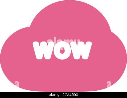 slang bubbles concept, pink cloud with wow word over white background, line fill style, vector illustration Stock Vector