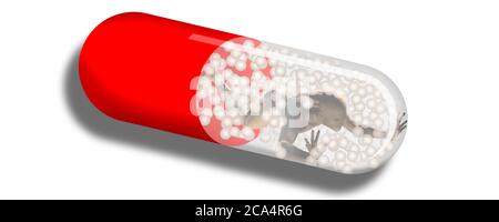 Man with granules in a capsule Stock Photo